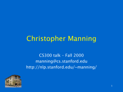 Christopher Manning CS300 talk – Fall 2000