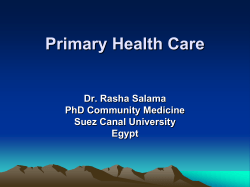 Primary Health Care Dr. Rasha Salama PhD Community Medicine Suez Canal University