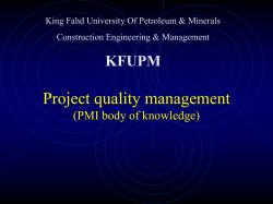 Project quality management KFUPM (PMI body of knowledge)