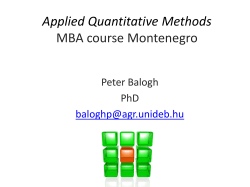 Applied Quantitative Methods MBA course Montenegro Peter Balogh PhD
