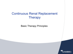 Continuous Renal Replacement Therapy Basic Therapy Principles