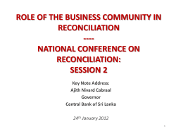 ROLE OF THE BUSINESS COMMUNITY IN RECONCILIATION ---- NATIONAL CONFERENCE ON