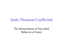 Joule-Thomson Coefficient The Measurement of Non-ideal Behavior of Gases