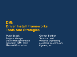 DMI: Driver Install Frameworks Tools And Strategies Patty Esack