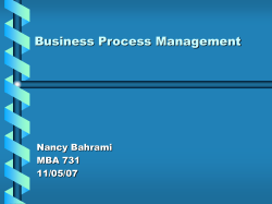 Business Process Management Nancy Bahrami MBA 731 11/05/07