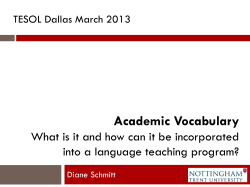 Academic Vocabulary What is it and how can it be incorporated