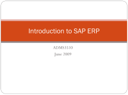 Introduction to SAP ERP ADMS3510 June 2009