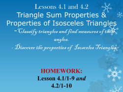 Lessons 4.1 and 4.2 Triangle Sum Properties &amp; Properties of Isosceles Triangles