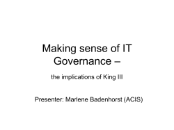Making sense of IT – Governance the implications of King III
