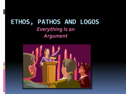 ETHOS, PATHOS AND LOGOS Everything Is an Argument
