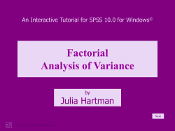Factorial Analysis of Variance Julia Hartman