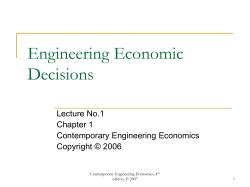 Engineering Economic Decisions Lecture No.1 Chapter 1