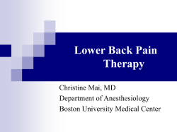 Lower Back Pain Therapy Christine Mai, MD Department of Anesthesiology