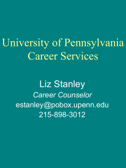University of Pennsylvania Career Services Liz Stanley Career Counselor
