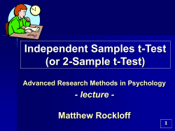 Independent Samples t-Test (or 2-Sample t-Test) - lecture - Matthew Rockloff