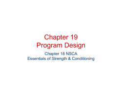 Chapter 19 Program Design Chapter 18 NSCA Essentials of Strength &amp; Conditioning