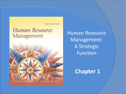 Chapter 1 Human Resource Management: A Strategic