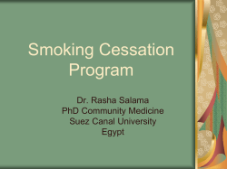 Smoking Cessation Program Dr. Rasha Salama PhD Community Medicine