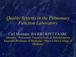 Quality Systems in the Pulmonary Function Laboratory