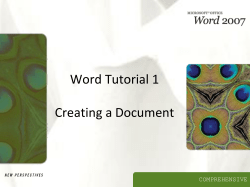 Word Tutorial 1 Creating a Document COMPREHENSIVE