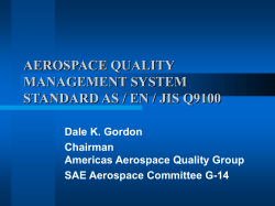 AEROSPACE QUALITY MANAGEMENT SYSTEM STANDARD AS / EN / JIS Q9100