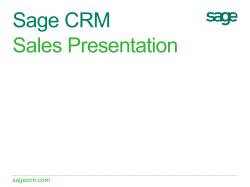 Sage CRM Sales Presentation sagecrm.com