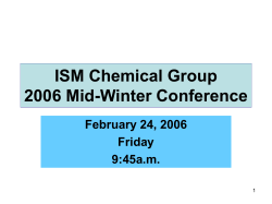 ISM Chemical Group 2006 Mid-Winter Conference February 24, 2006 Friday