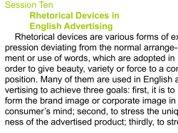 Session Ten Rhetorical Devices in English Advertising