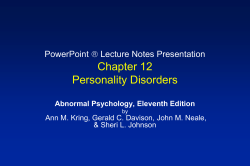 Chapter 12 Personality Disorders  Lecture Notes Presentation PowerPoint