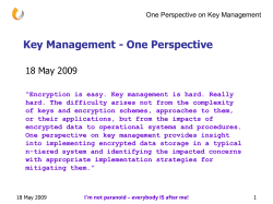 Key Management - One Perspective 18 May 2009