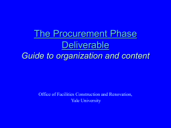 The Procurement Phase Deliverable Guide to organization and content
