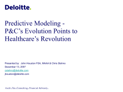 Predictive Modeling - P&amp;C’s Evolution Points to Healthcare’s Revolution