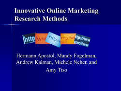 Innovative Online Marketing Research Methods Hermann Apostol, Mandy Fogelman,