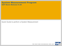 System Measurement Program Quick Guide to perform a System Measurement