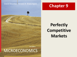 Perfectly Competitive Markets Chapter 9