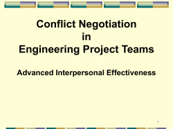 Conflict Negotiation in Engineering Project Teams Advanced Interpersonal Effectiveness