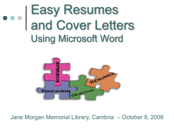 Easy Resumes and Cover Letters Using Microsoft Word – October 8, 2009