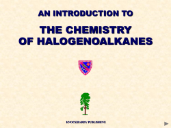 THE CHEMISTRY OF HALOGENOALKANES AN INTRODUCTION TO NOCKHARDY PUBL