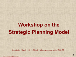 Workshop on the Strategic Planning Model 1