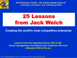 25 Lessons from Jack Welch Creating the world’s most competitive enterprise