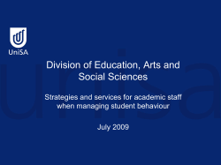 Division of Education, Arts and Social Sciences when managing student behaviour