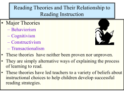 Reading Theories and Their Relationship to Reading Instruction • Major Theories