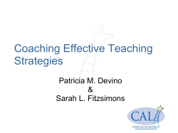 Coaching Effective Teaching Strategies Patricia M. Devino &amp;