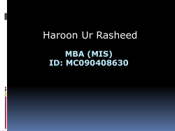 Haroon Ur Rasheed MBA (MIS) ID: MC090408630