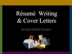 Résumé  Writing &amp; Cover Letters Nevada Health Science