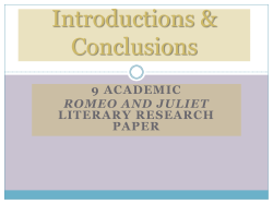 Introductions &amp; Conclusions 9 ACADEMIC LITERARY RESEARCH