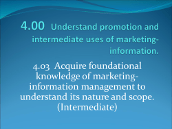 4.03  Acquire foundational knowledge of marketing- information management to