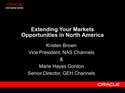 Extending Your Markets Opportunities in North America Kristen Brown Vice President, NAS Channels