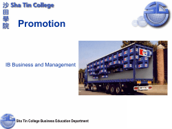 Promotion IB Business and Management Sha Tin College Business Education Department