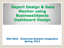 Report Design &amp; Data Monitor using BusinessObjects Dashboard Design